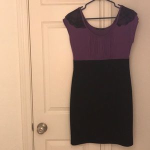 Black and purple knee length dress